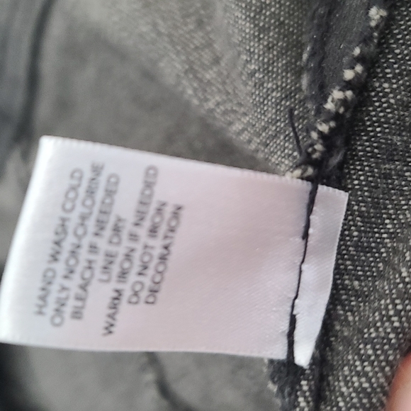 Faded black gray denim jacket with sequins and ribbon detail size medium - Picture 9 of 9